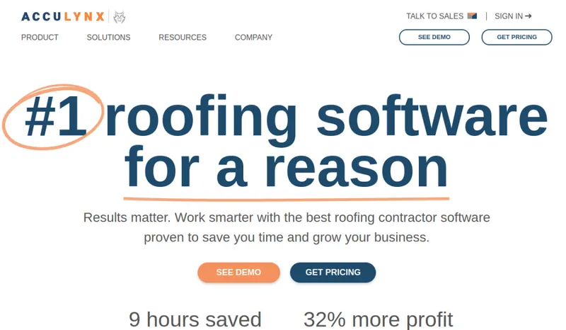 AccuLynx homepage screenshot