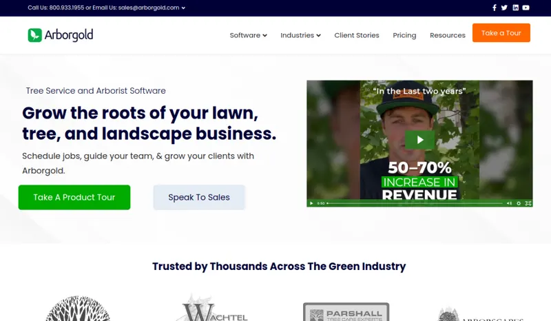 Arborgold homepage screenshot