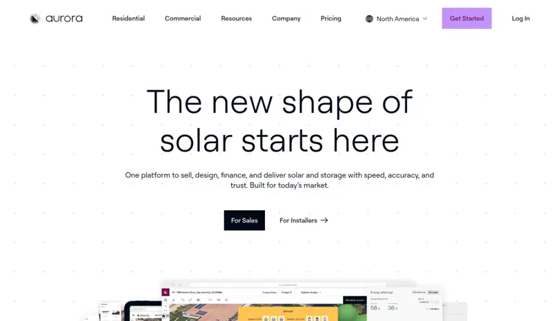 Aurora Solar homepage screenshot