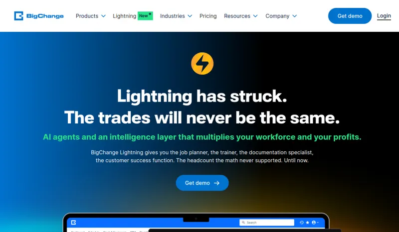 BigChange homepage screenshot