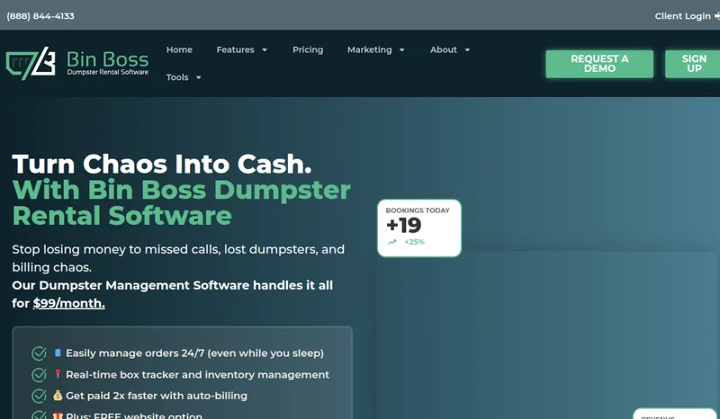 Bin Boss homepage screenshot