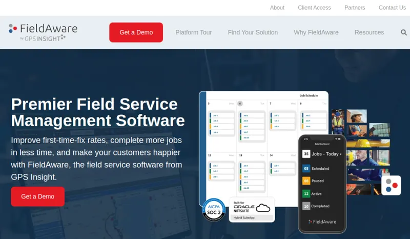 FieldAware homepage screenshot