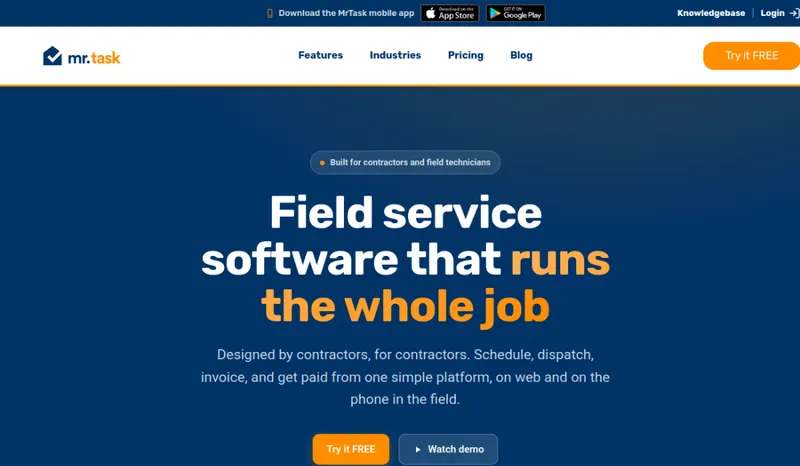 MrTask (formerly Field Complete) homepage screenshot