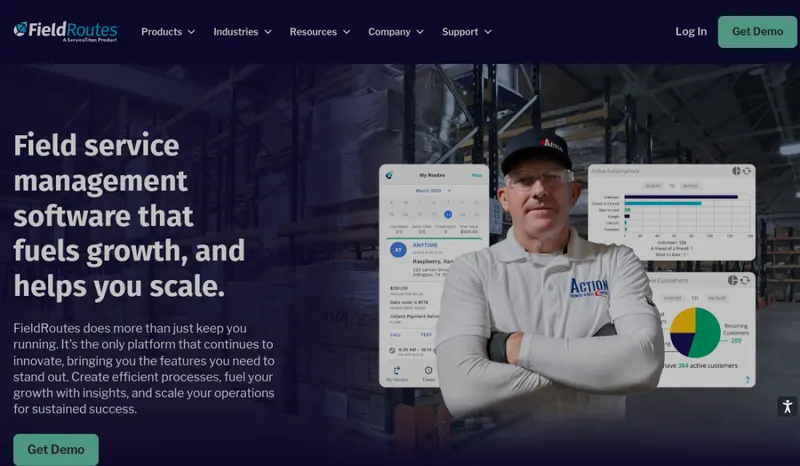 FieldRoutes homepage screenshot