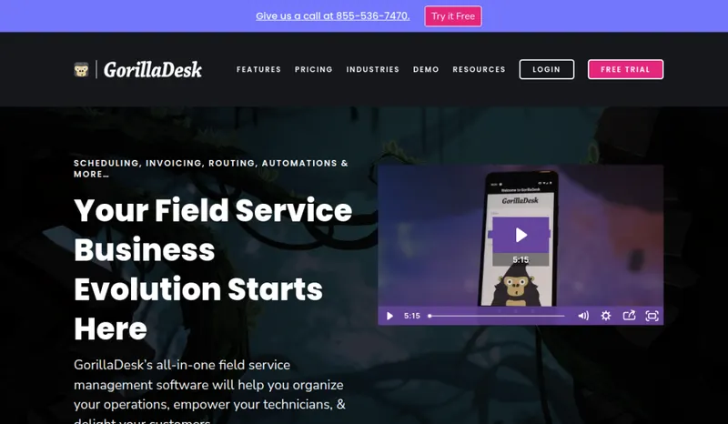GorillaDesk homepage screenshot
