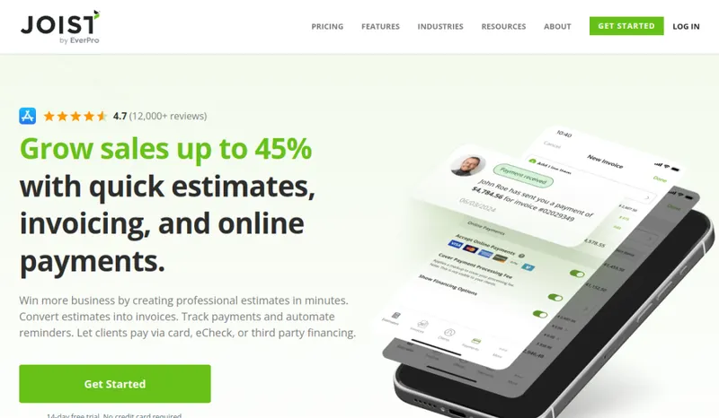 Joist homepage screenshot