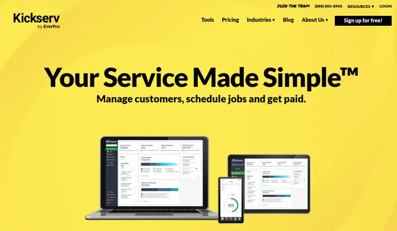 Kickserv homepage screenshot