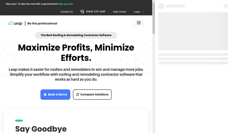 Leap homepage screenshot