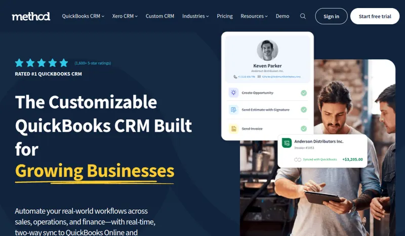 Method:CRM homepage screenshot