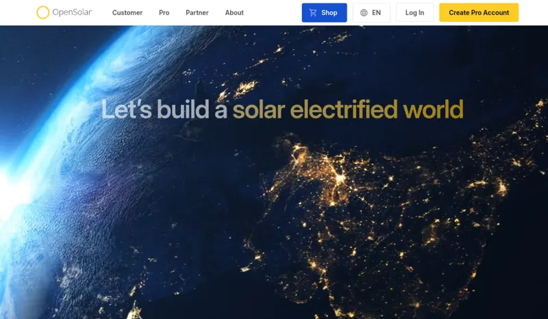 OpenSolar homepage screenshot