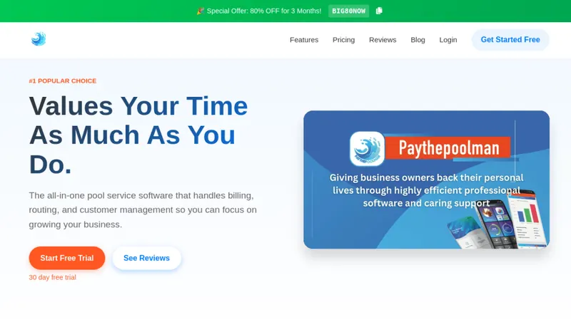 Paythepoolman homepage screenshot