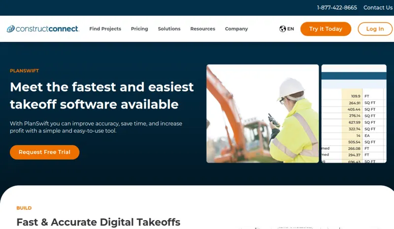 PlanSwift homepage screenshot