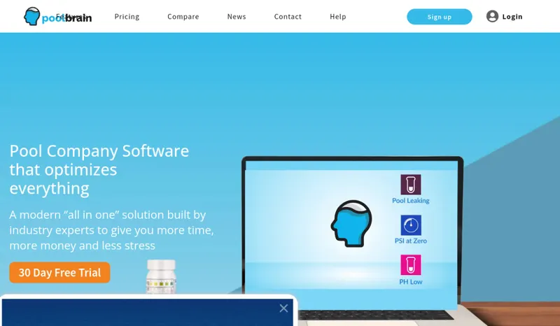 Pool Brain homepage screenshot