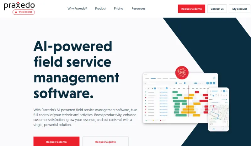 Praxedo homepage screenshot