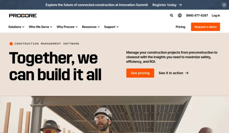 Procore homepage screenshot