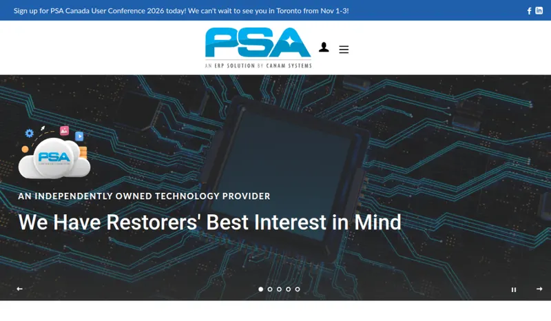PSA homepage screenshot