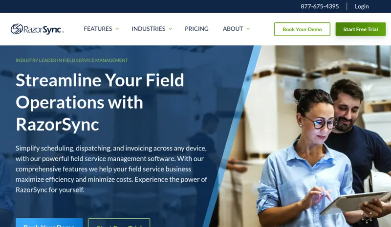RazorSync homepage screenshot