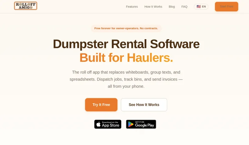 Roll-Off Amigo homepage screenshot