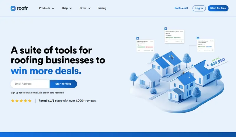Roofr homepage screenshot