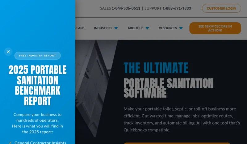 ServiceCore homepage screenshot