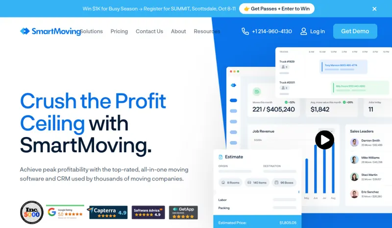 SmartMoving homepage screenshot