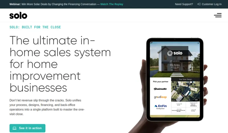 Solo homepage screenshot