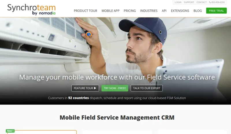 Synchroteam homepage screenshot