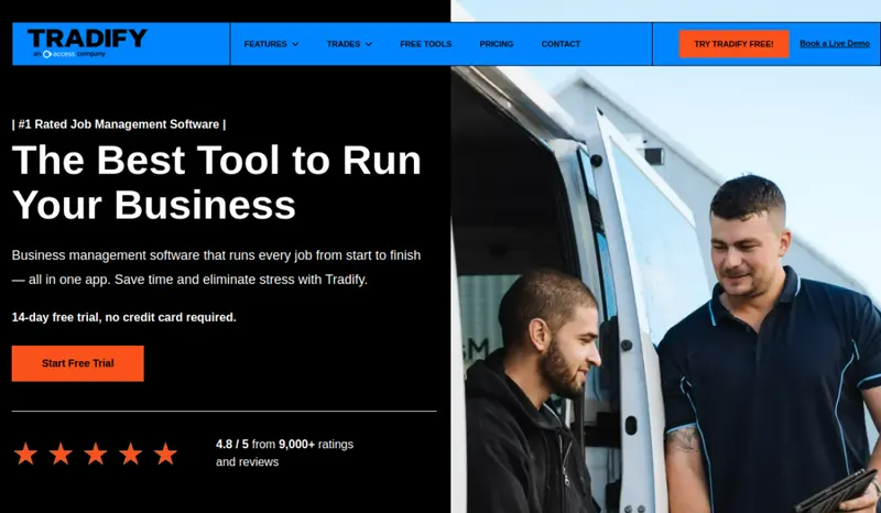 Tradify homepage screenshot