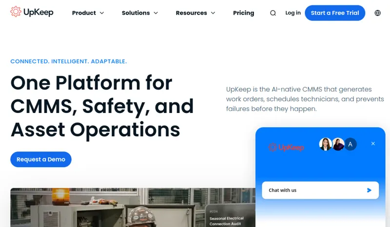 UpKeep homepage screenshot