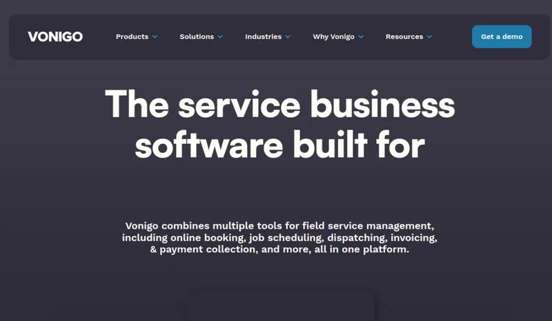 Vonigo homepage screenshot